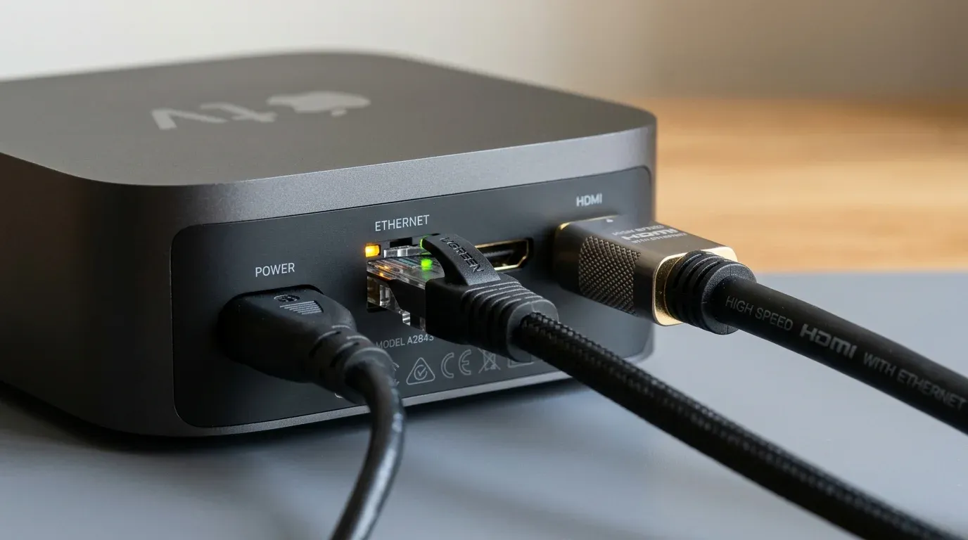 Сетевое подключение кабелем Gigabit Ethernet к Apple TV 4K
