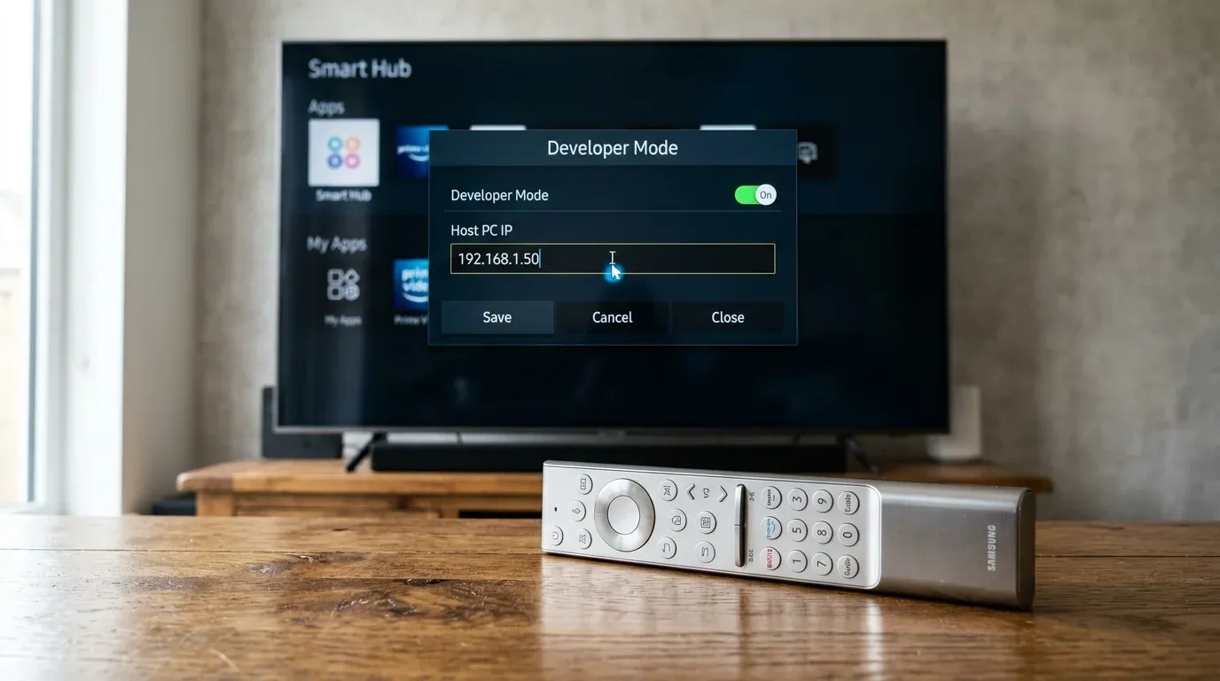 Активация режима разработчика Developer Mode на телевизоре Samsung Smart TV через меню Smart Hub