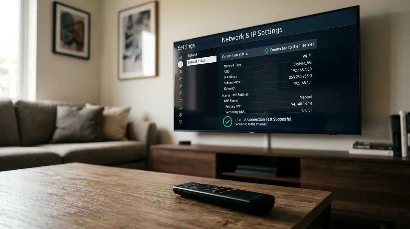 Настройка альтернативного DNS-сервера AdGuard и Cloudflare в сетевых параметрах Smart TV